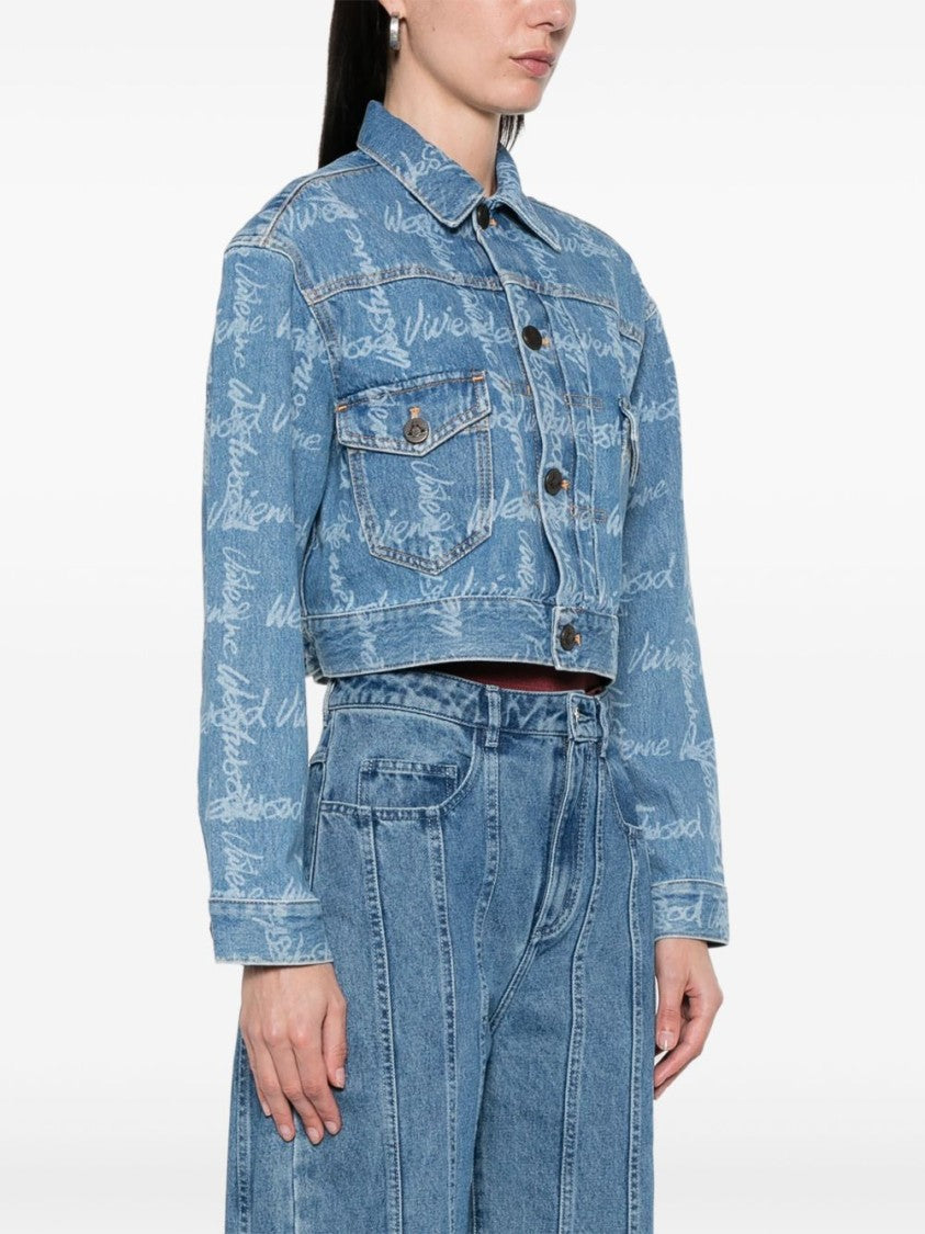 Vivienne Westwood Cropped Indigo Blue Jacket With Flap Pockets