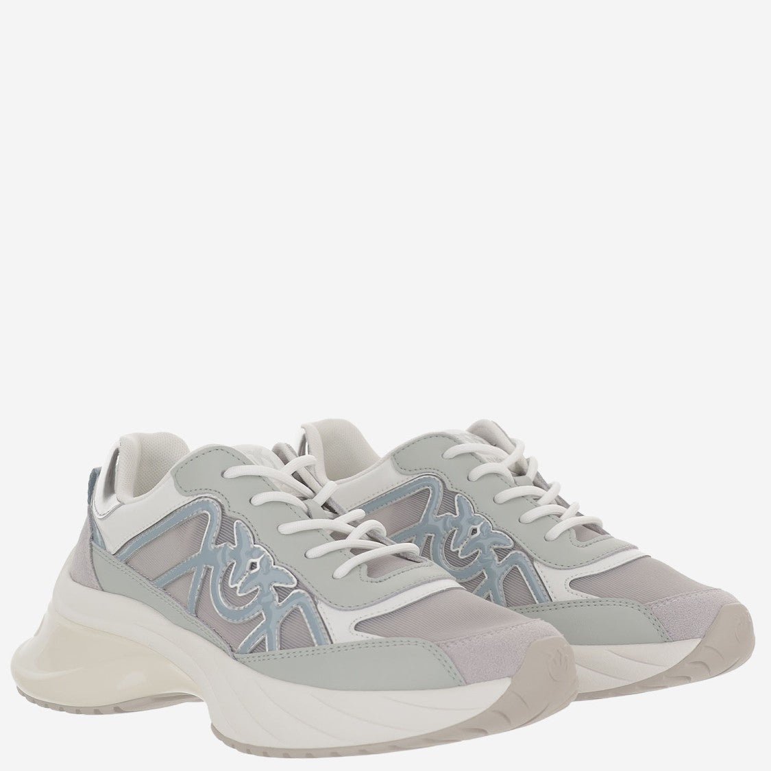 Pinko Multi-Material Sneakers With Logo Accents