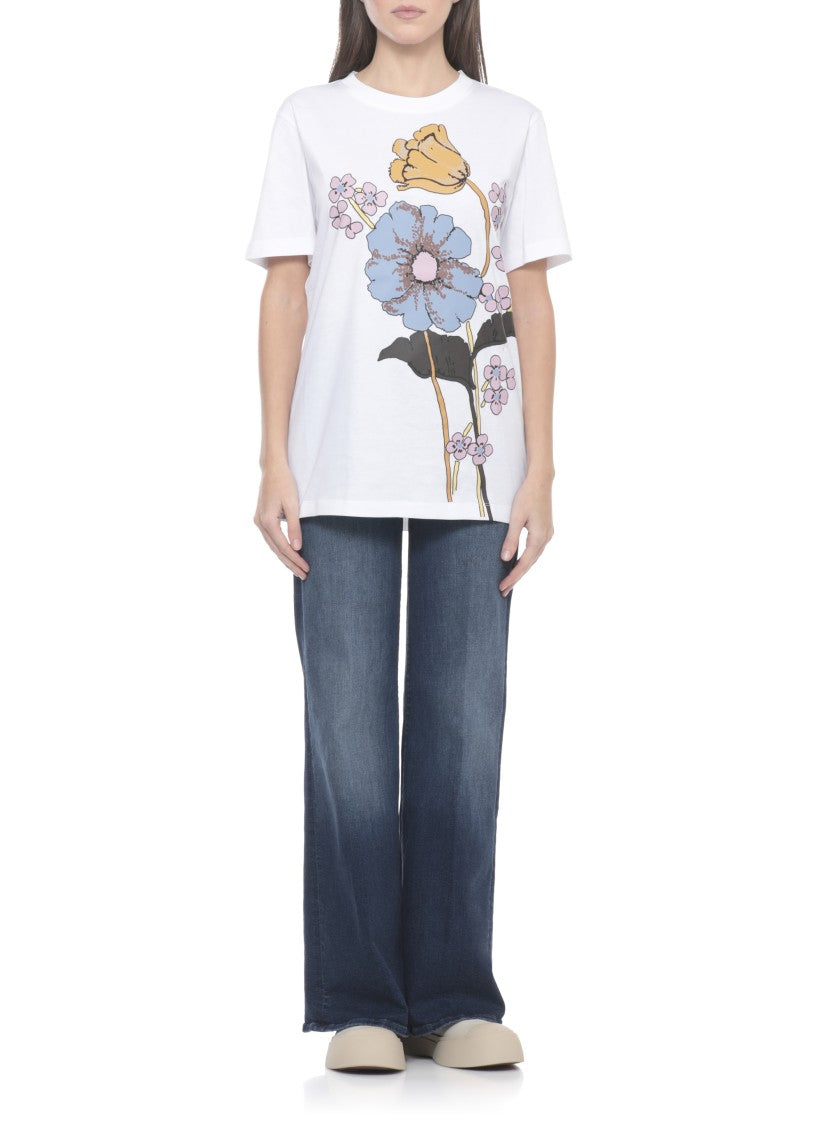 Marni White Front Print Cotton T-Shirt