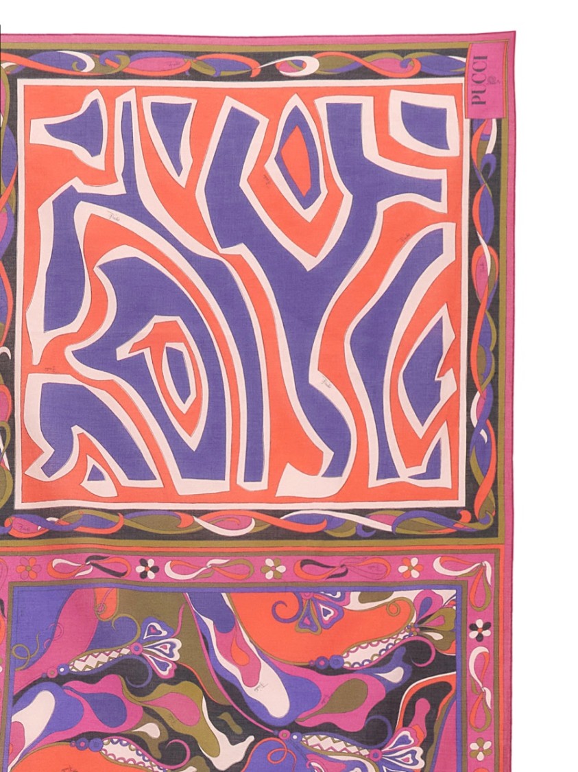 Pucci Rectangular Cotton Pareo With Abstract Print Mix