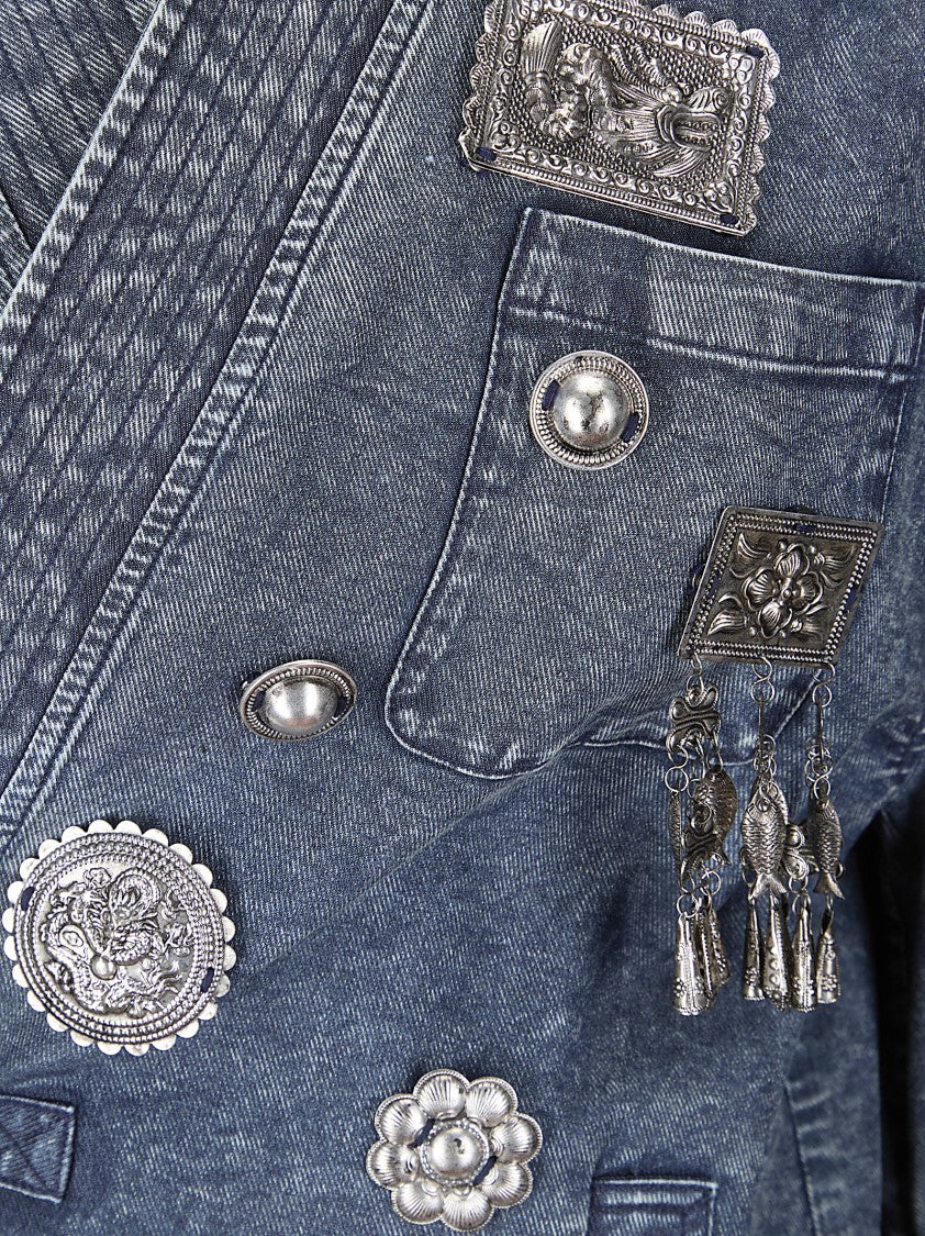 Hui Chinese-Style Denim Jacket With Structured Silhouette