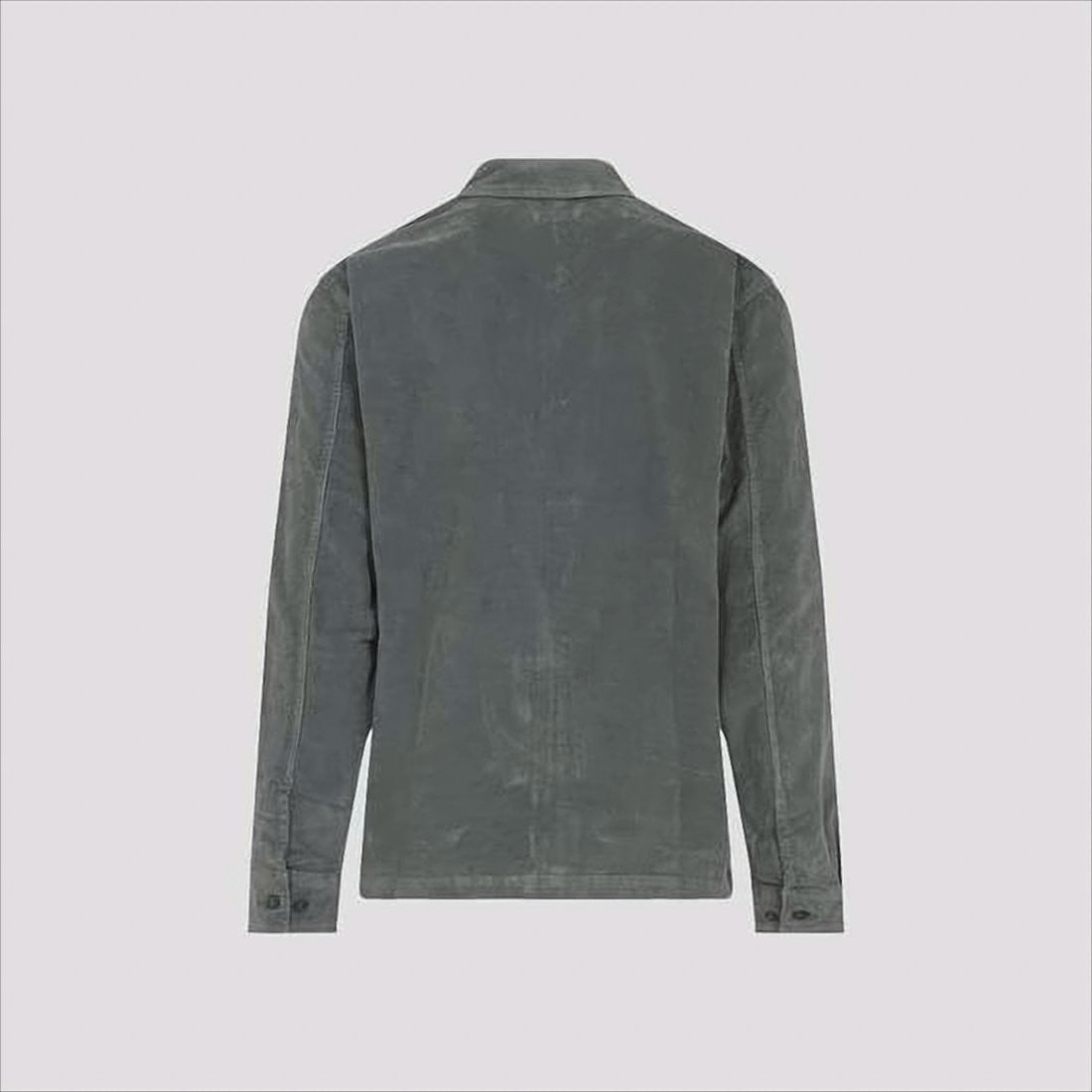 C.P. Company Structured Grey Jacket With Button-Up Front And Signature Lens Detail