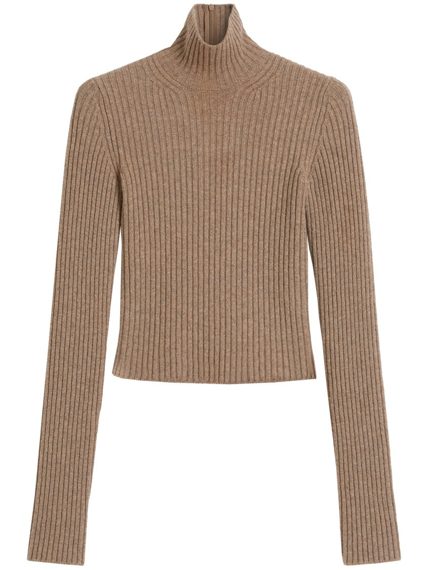 Max Mara Brown Aral1234 Ribbed Knit High Sweater