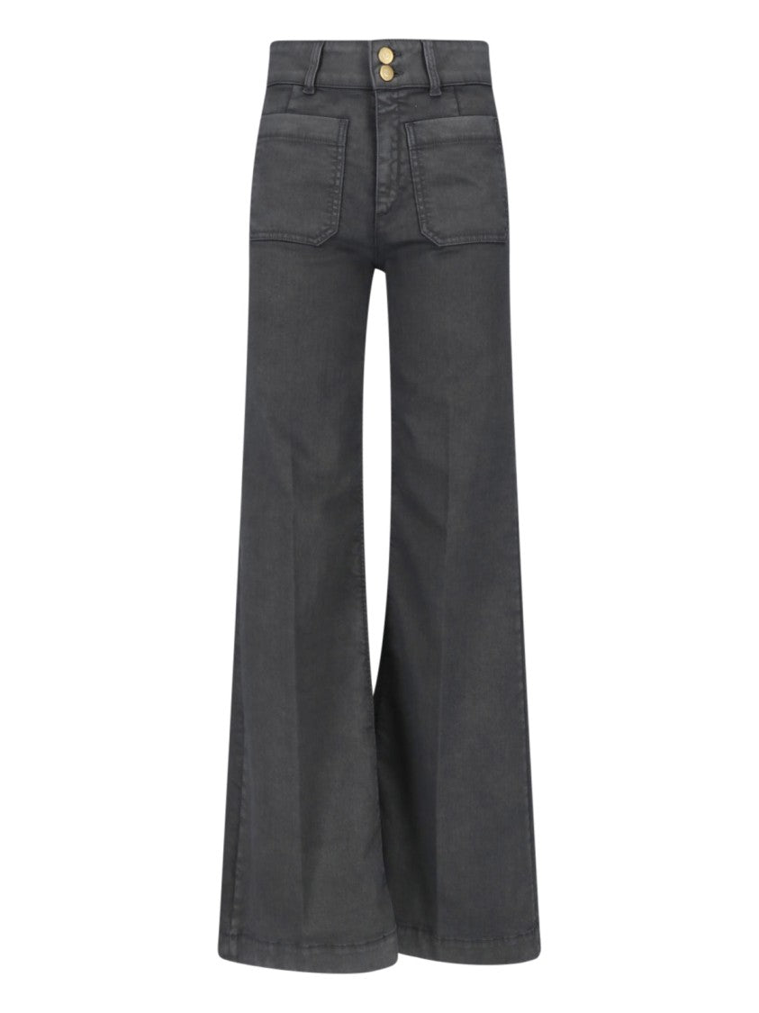 Seafarer Black Seafarer High-Waisted Flared Cotton Pants