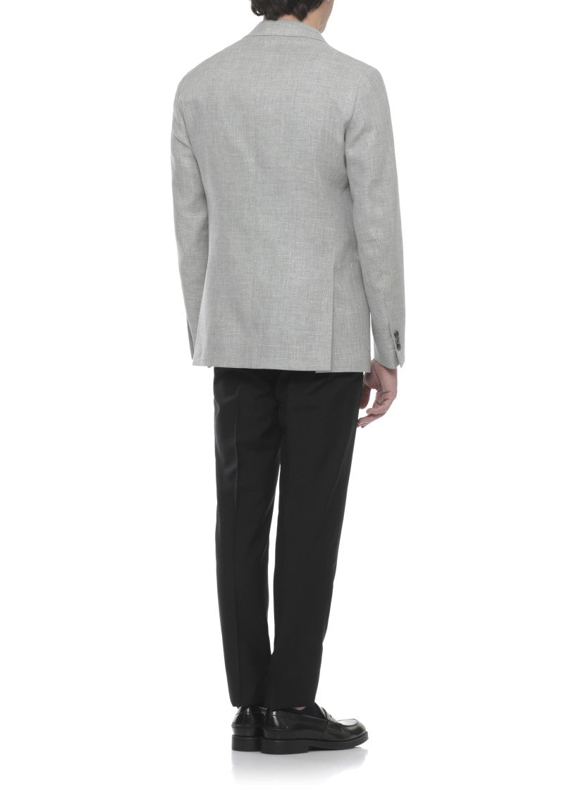 Lardini Grey Wool-Blend Pin Blazer