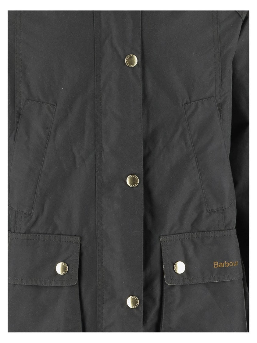 Barbour Dark Green Waxed Cotton Corduroy Collar Jacket