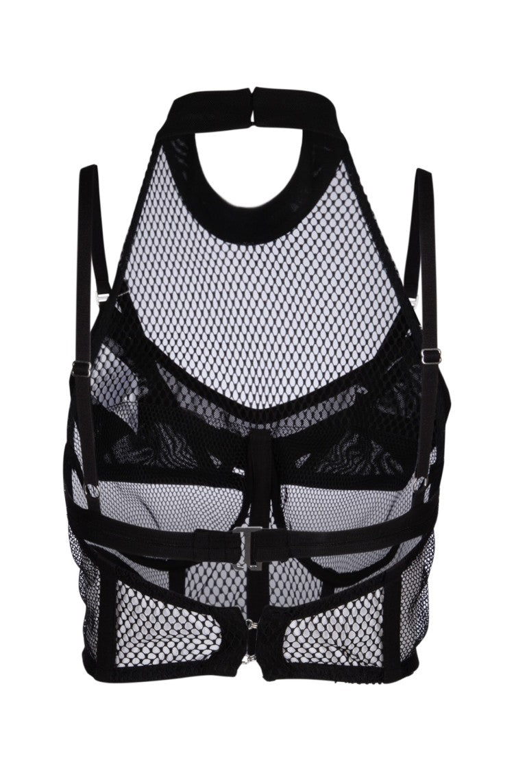 Dion Lee Cropped Black Fishnet Mesh Top