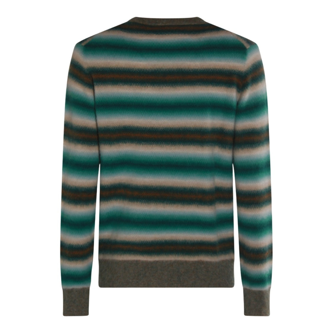 Piacenza Cashmere Fuzzy Textured Knit Sweater With Horizontal Stripes
