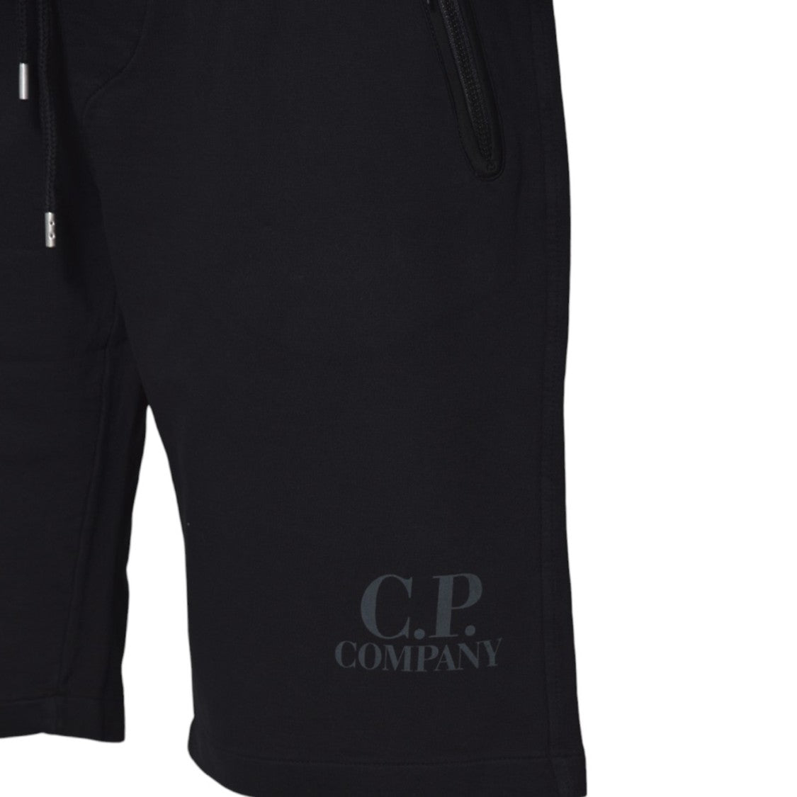 C.P. Company Black Cotton Fleece Logo Bermuda Shorts