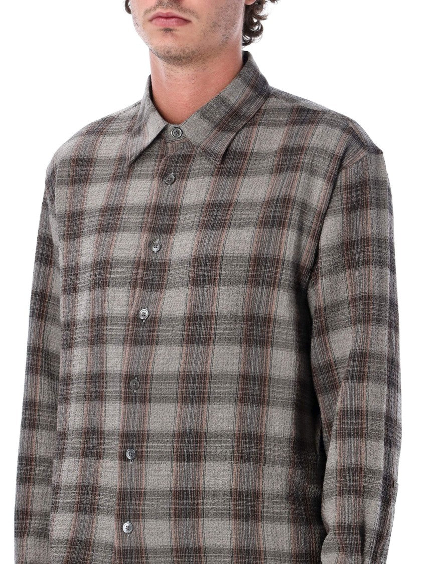 Sunflower Studio Checkered Seersucker Cotton Cashmere Casual Shirt