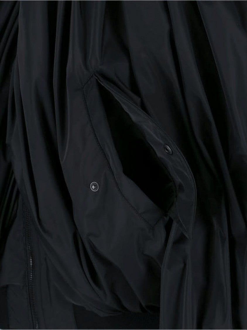 Balenciaga Voluminous Matte Black Bomber Jacket With Puffed Sleeves