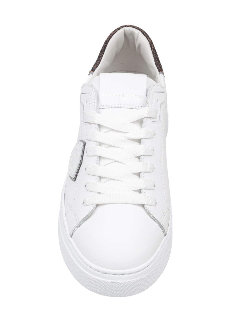 Philippe Model Temple Low Leather Sneakers, Black And White