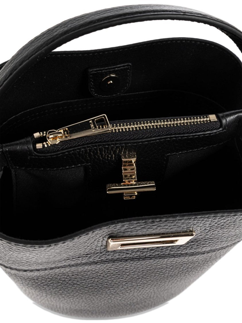 Furla Structured Pebbled Leather Gold-Closure Handbag