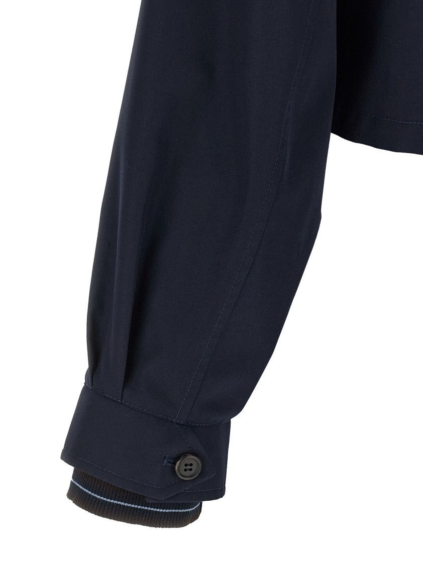 Prada Cropped Poplin Blouson With Enameled Logo And Ribbed Cuffs