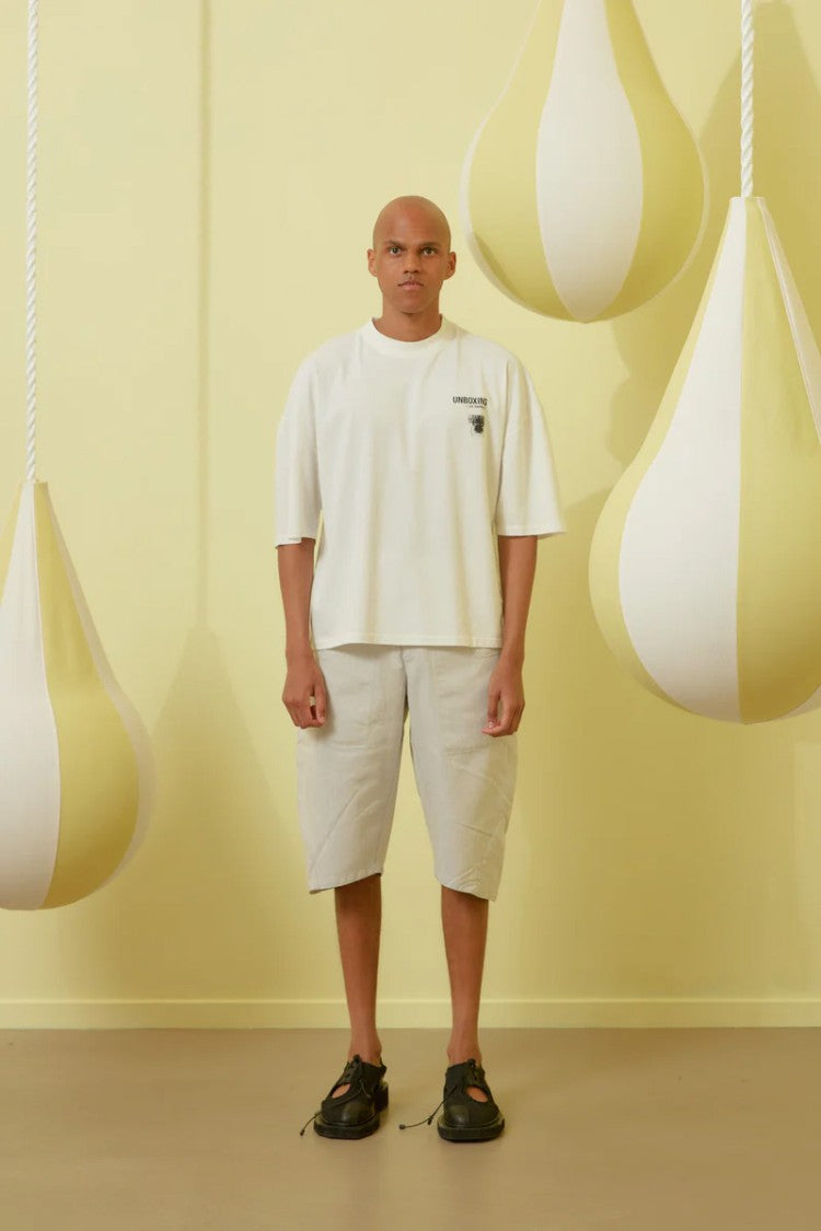 Henrik Vibskov Abstract Pattern Ecru Tee With Crew Neck