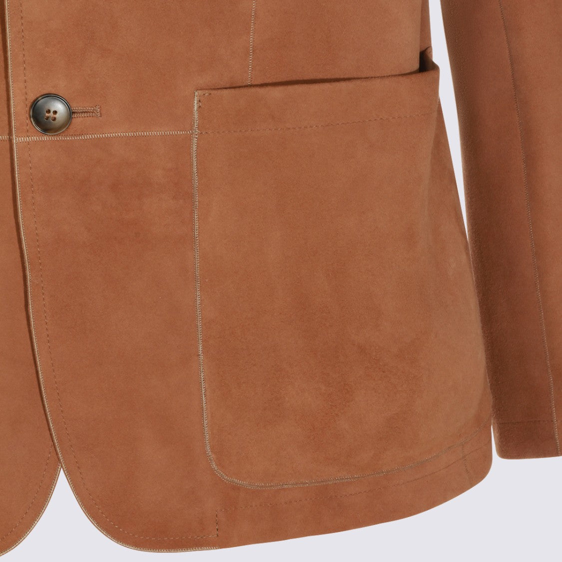 Canali Brown Suede Jacket With Tailored Fit And Notched Lapel