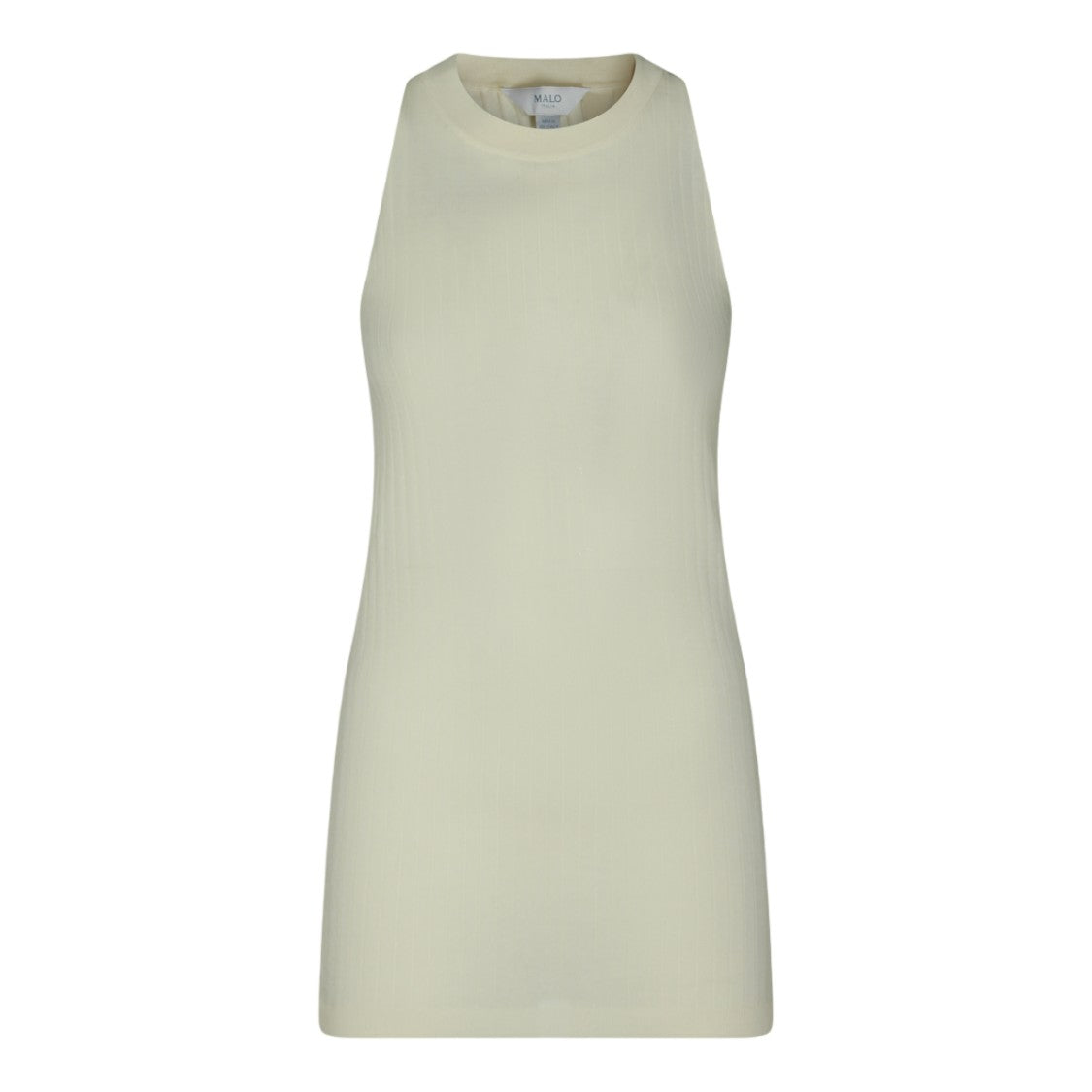 Malo Ribbed Sleeveless Top With High Round Neckline