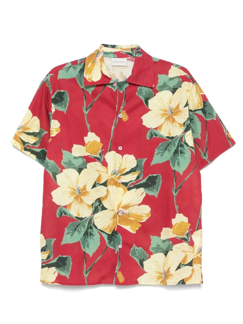 Drôle De Monsieur Short-Sleeved Floral Print Shirt With Button-Up Front