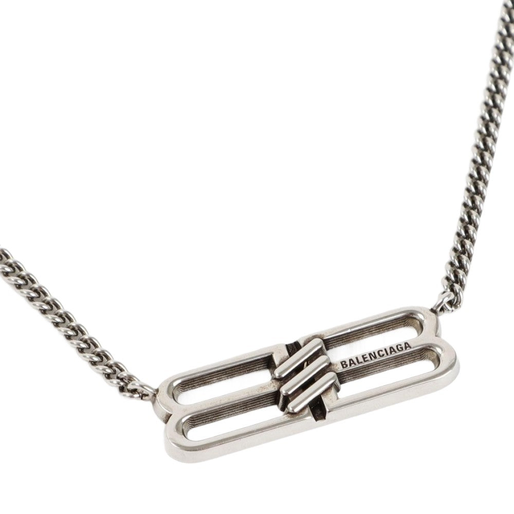 Balenciaga Bb Icon Silver Necklace With Contemporary Pendant Design