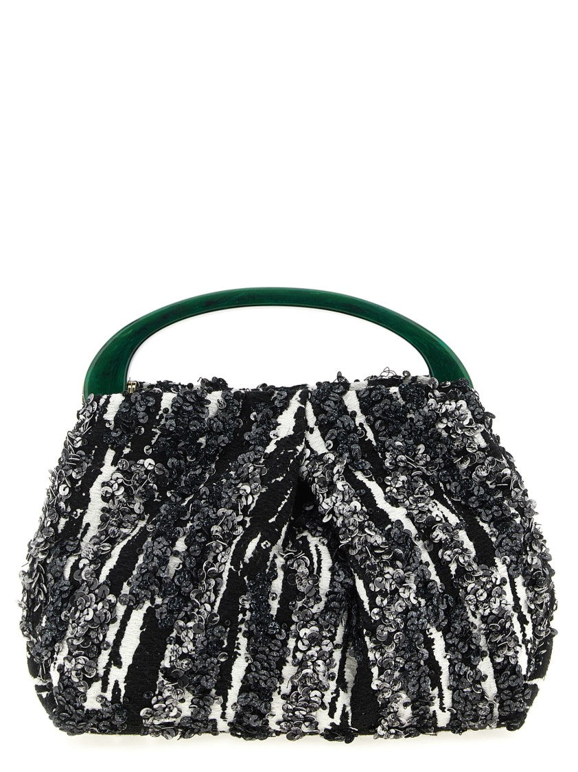 Dries Van Noten "W.L." Two-Tone Pleated Jacquard Handbag