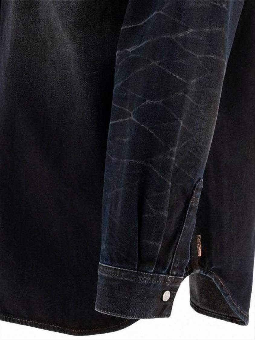 Acne Studios Washed Black Cotton Jacket With Dual Chest Pockets