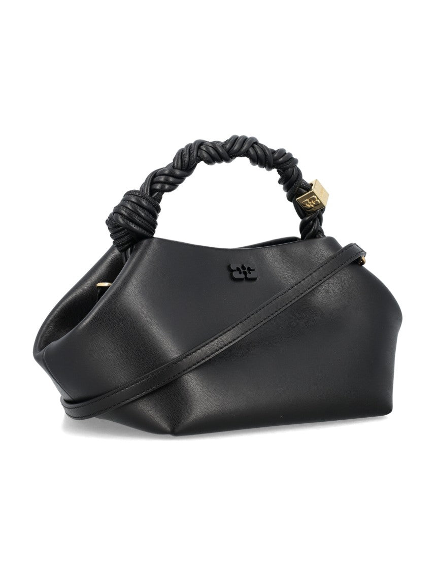 Ganni Geometric Black Handbag With Twisted Rope Handle