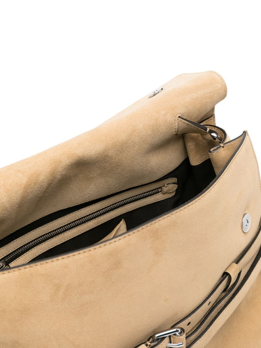 Moschino Beige Leather Suede Buckle Belt Bag
