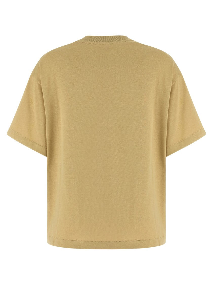 Jil Sander Cropped Brown T-Shirt With Bold Contrast Logo