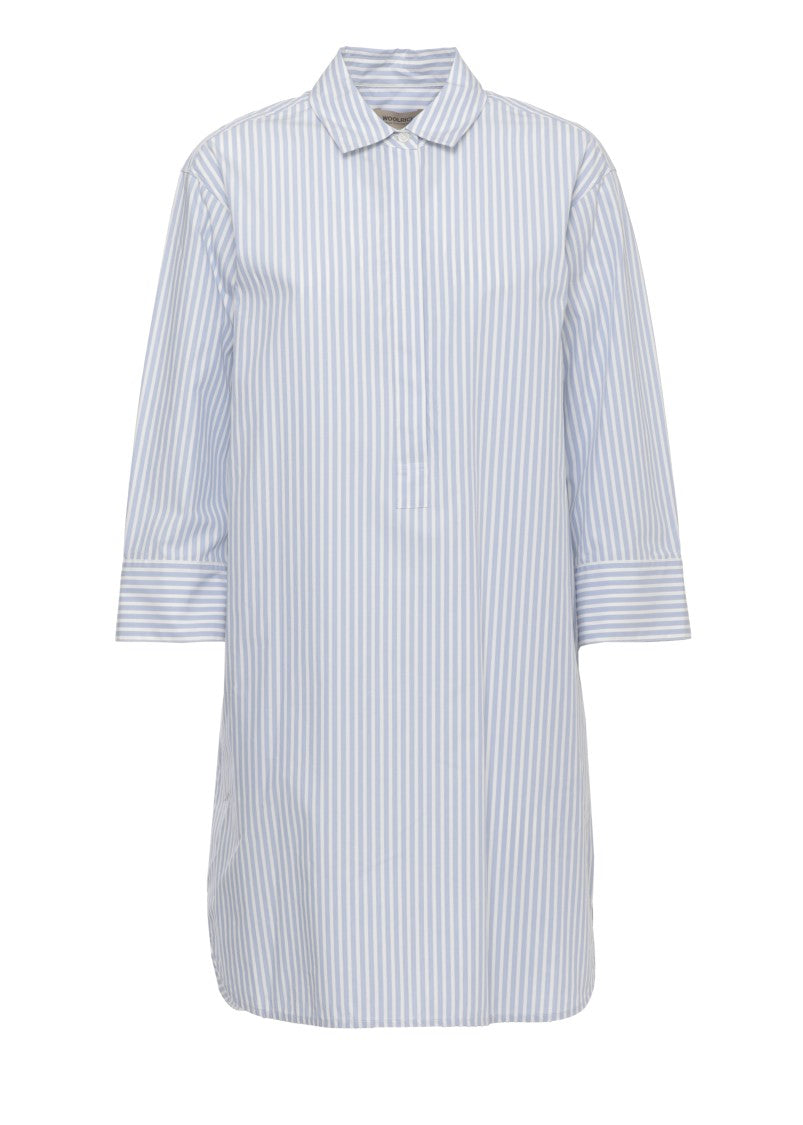 Woolrich Vertical Striped Cotton Dress With Classic Collar And Buttoned Cuffs