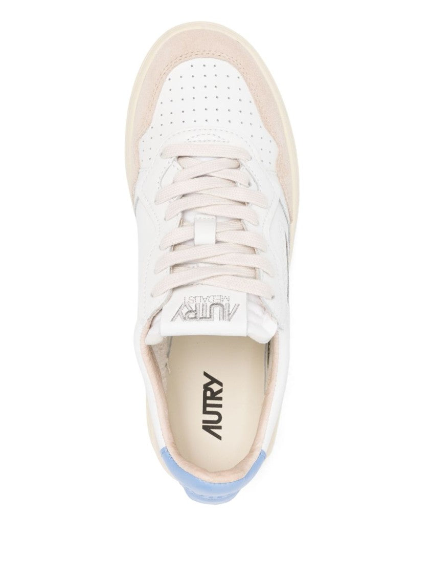 Autry Perforated White Sneakers With Lace-Up Fastening