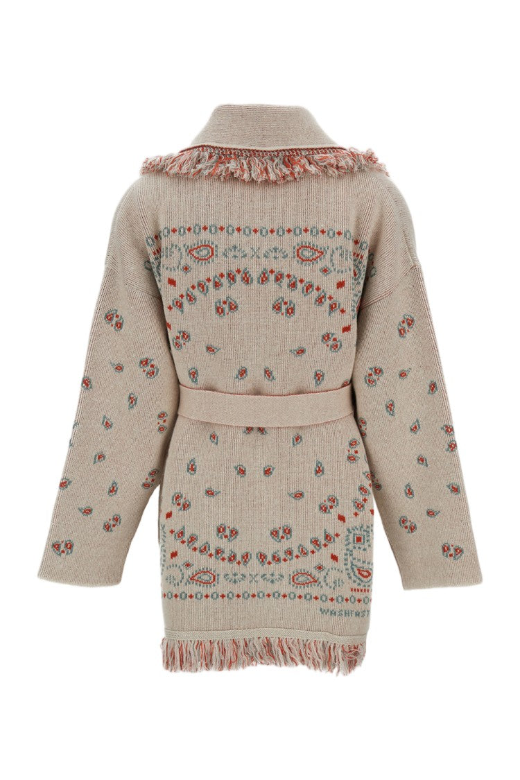 Alanui Bandana Jacquard Cashmere Cardigan With Removable Belt