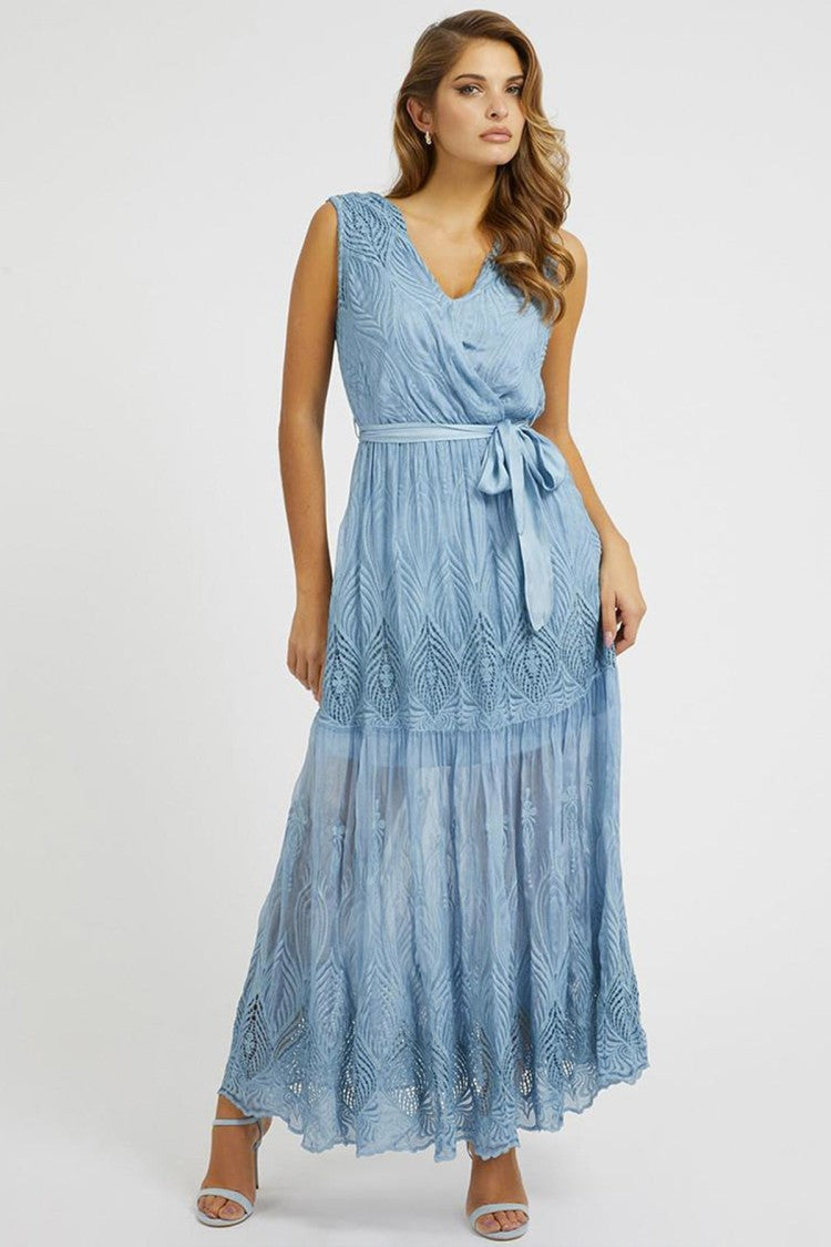Guess Light Blue Chiffon Maxi Dress