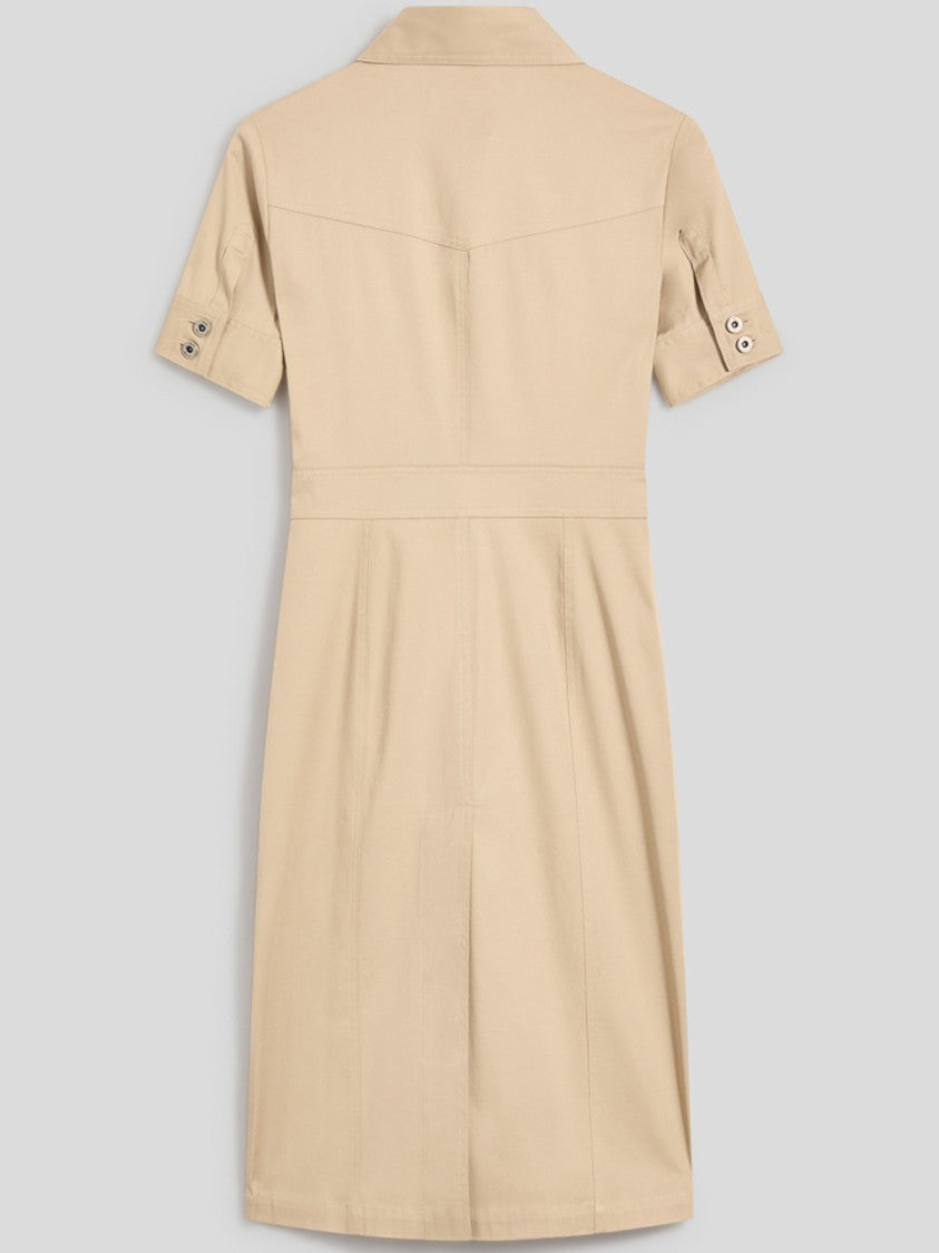 Pence Beige Ady Knee Length Cotton Dress