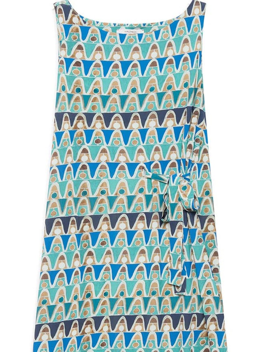 Maliparmi Blue Abito Sleeveless Midi Viscose Dress