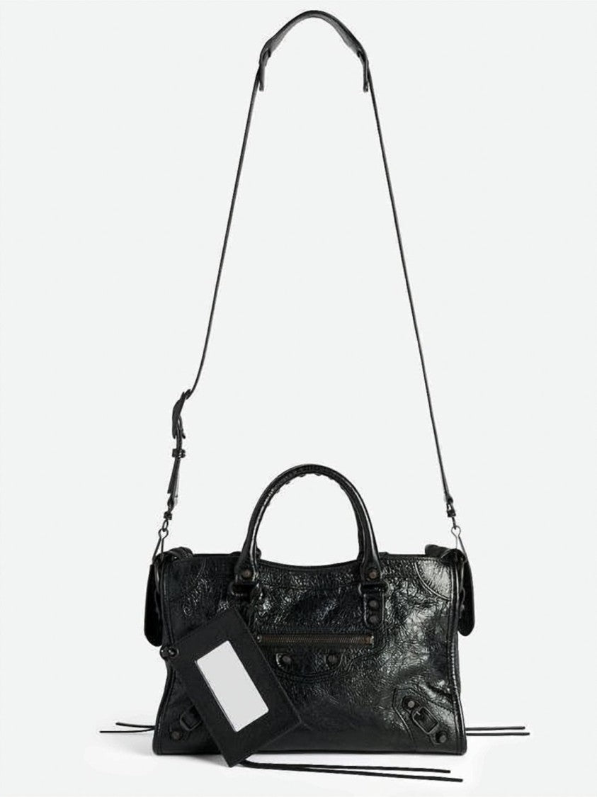 Balenciaga Textured Lambskin Crossbody Bag With Braided Handles