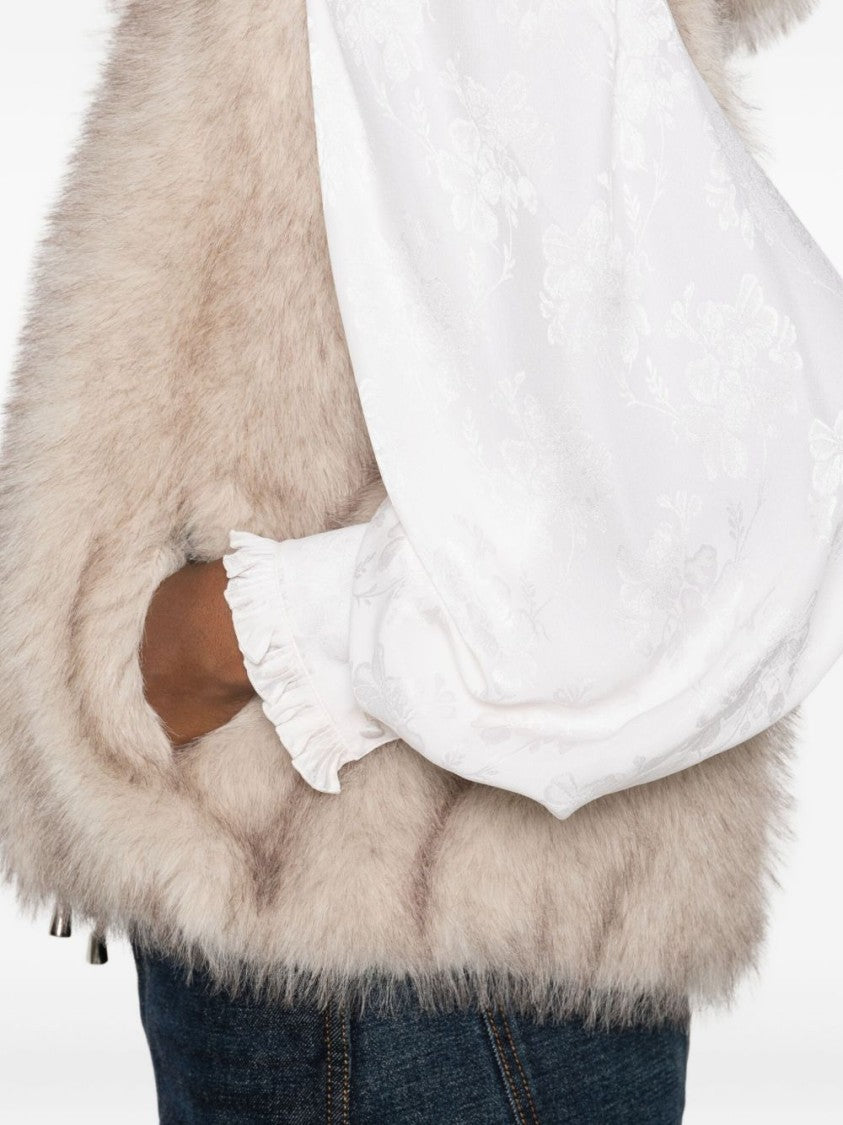 Valentini 1972 Short Sleeveless Coat With Plush Faux Fur