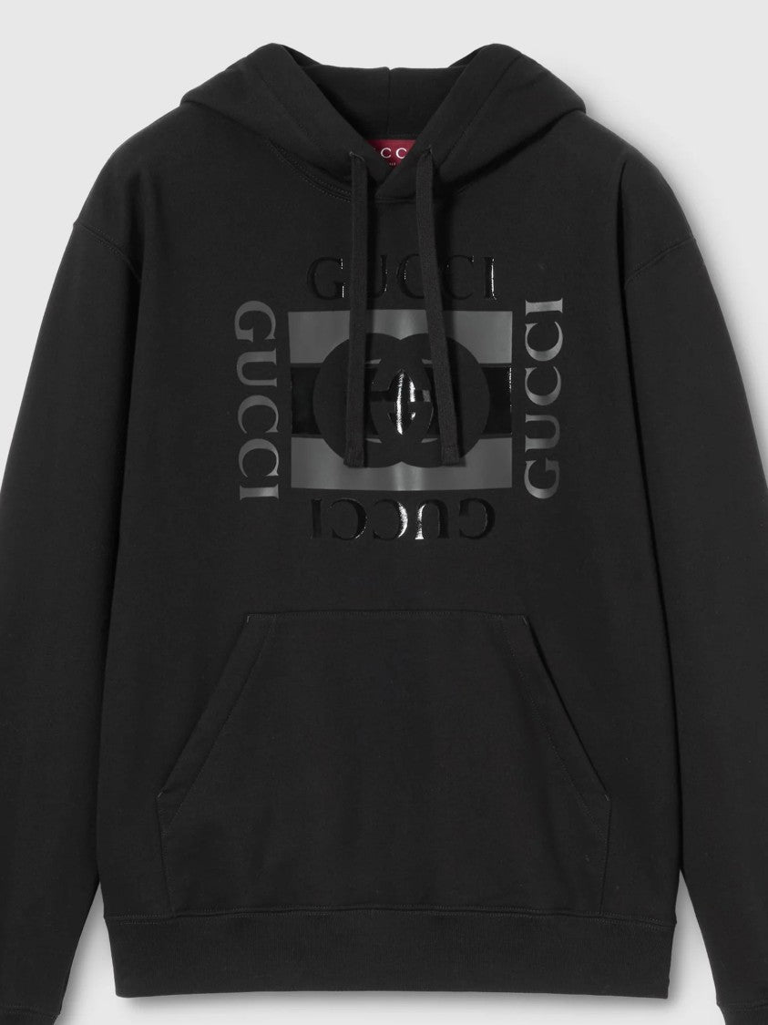 Gucci Black Front Kangaroo Pocket Logo Hoodie