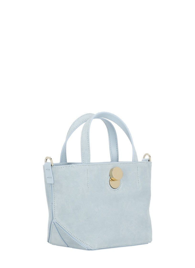 Fabiana Filippi Compact Mini Tote Bag In Soft Suede Leather With Unique Fastenings