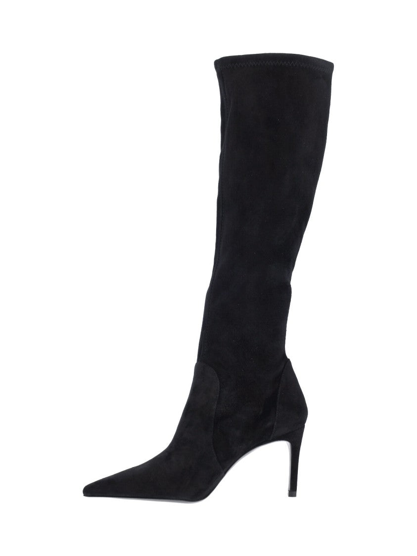 Stuart Weitzman Pointed Toe Mid-Calf Boots With Stiletto Heel