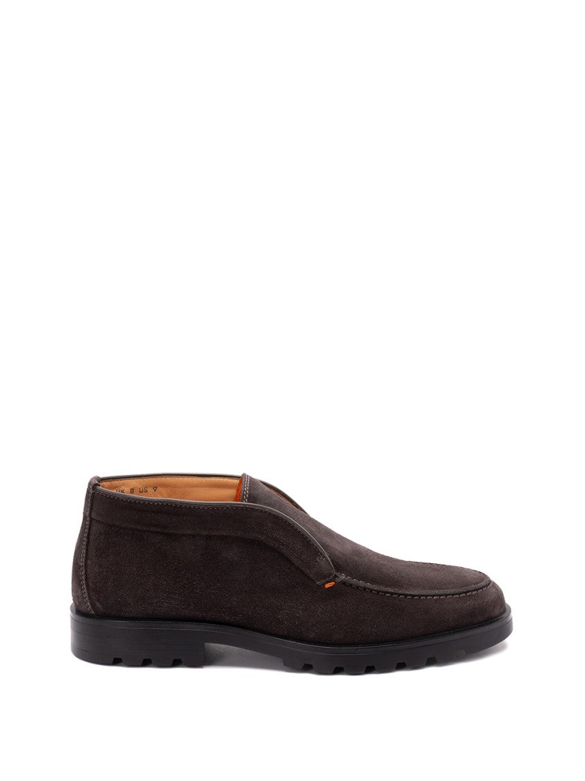 Santoni Calf Leather Loafers With Rounded Toe