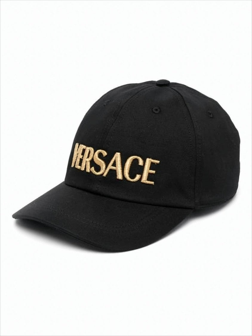 Versace Cotton Baseball Cap With Gold Embroidery