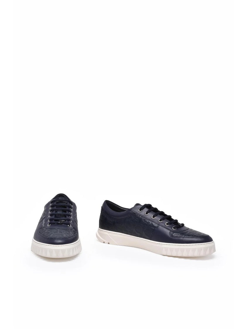 Salvatore Ferragamo Blue Leather Sneakers