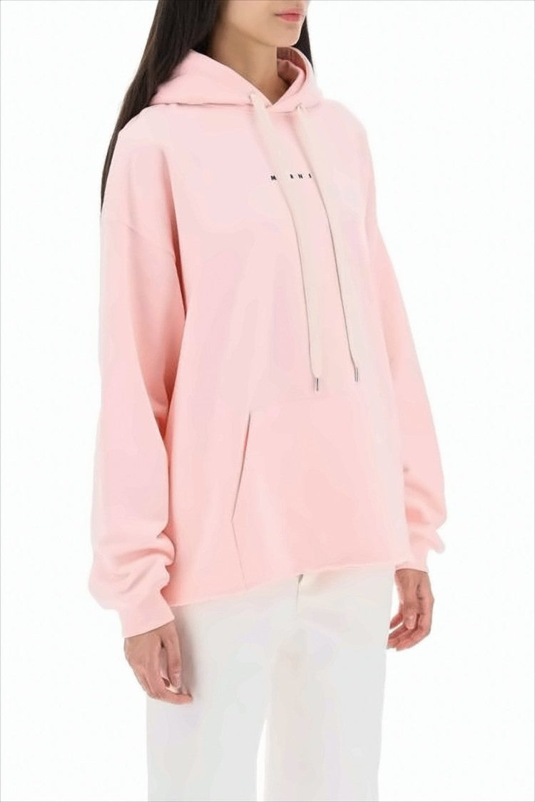 Marni Relaxed Fit Pink Hoodie With Adjustable Drawstring And Kangaroo Pocket