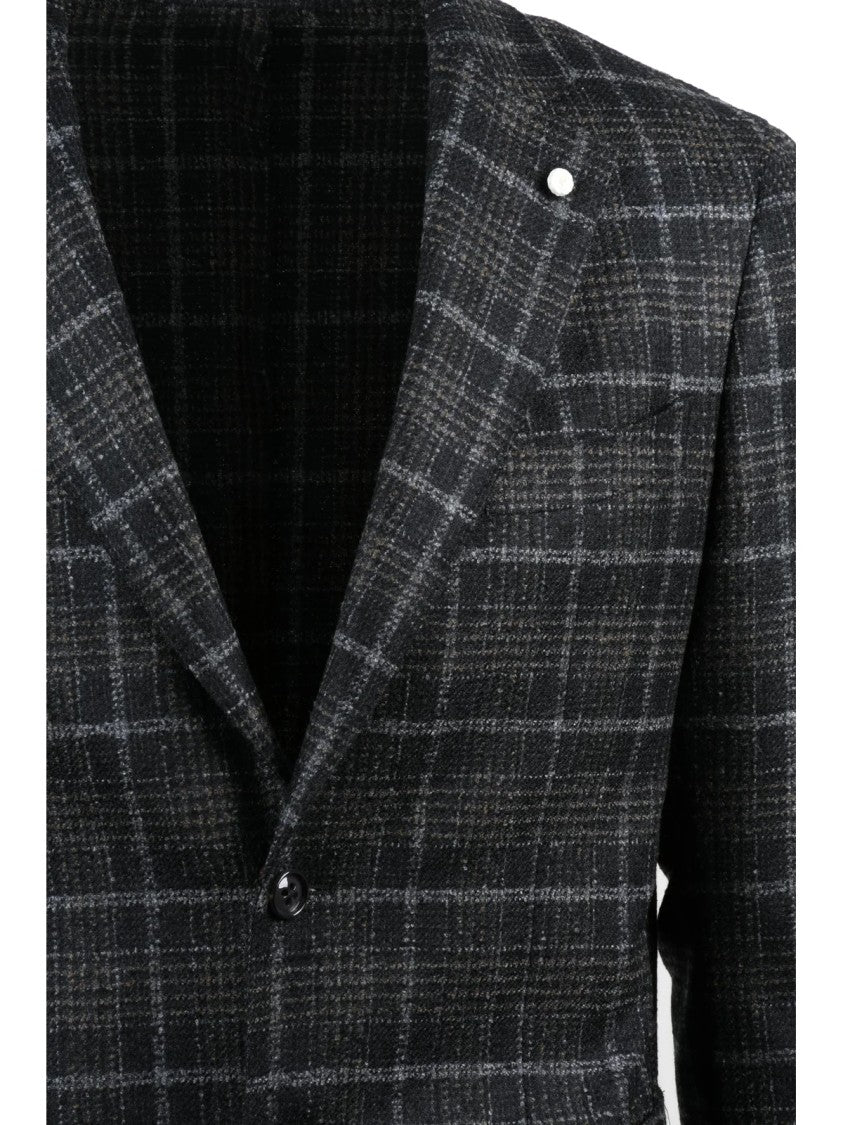 Luigi Bianchi Rounded Blazer With Two-Button Closure And Textured Pattern