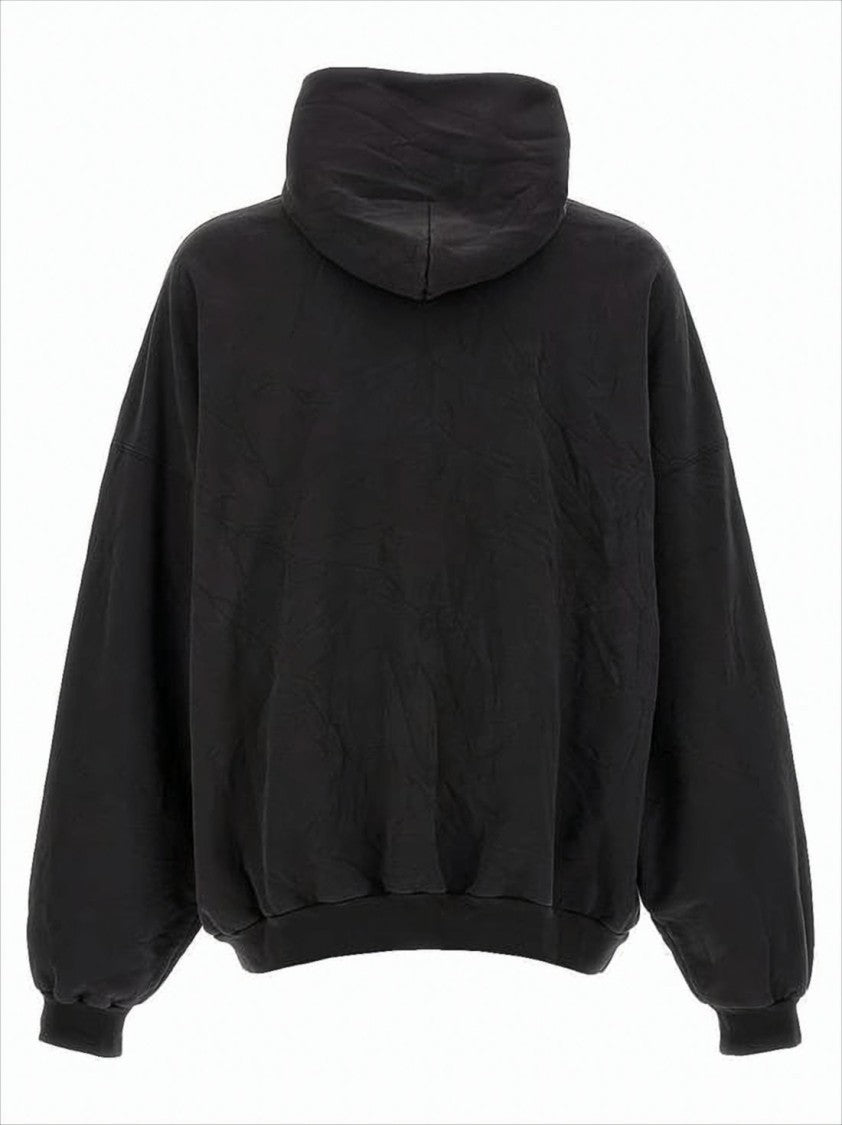 Balenciaga Relaxed Fit Black Cotton Hoodie