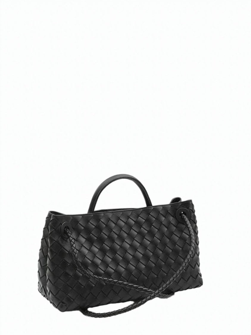 Bottega Veneta Rectangular Woven Lambskin Crossbody Bag With Gold-Tone Knot