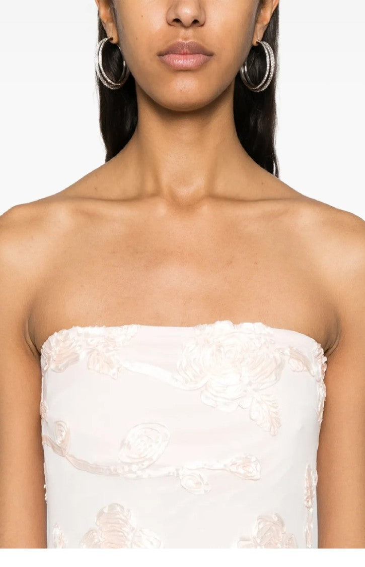 Rotate Blush Floral Mesh Tube Dress