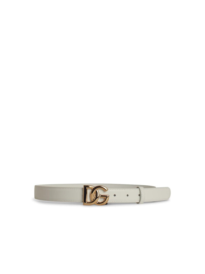 Dolce & Gabbana White Leather Belt