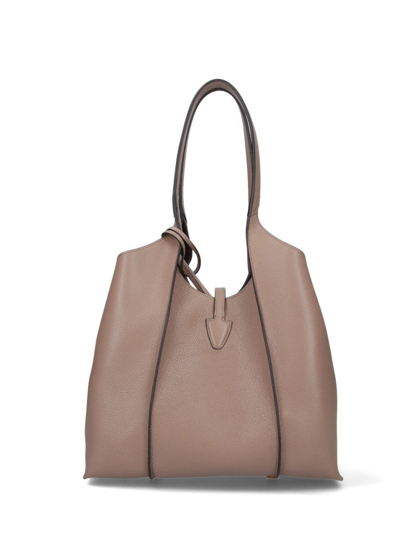 Tod's Taupe Leather Tote Bag
