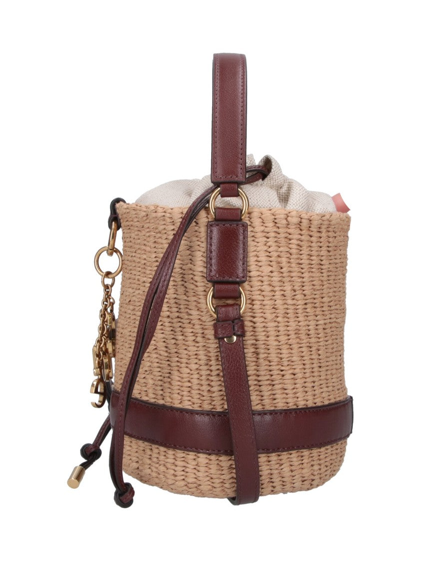 Chloé Brown Charms Woven Raffia Bag